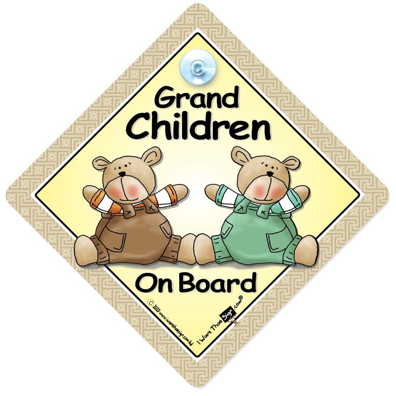 Grandchildren On Board Car Sign, Baby on Board Sign With