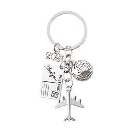 Guqqeuc Airplane Travel Gifts for Best Friend Travel Keyring Gift for Sister Brother Birthday Christmas Gifts for Travel Lovers Moving Abroad Gifts for Best Friend Bestie Airplane Keyring Gifts