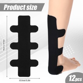 12Pcs Precut Achilles Tendonitis Kinesiology Tape, Achilles Tendon Ankle Tape, Waterproof Breathable Athletic Heel Support Tapes, Elastic Sports Patch Strips for Muscle Recovery and Stability