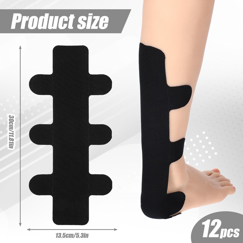 12Pcs Precut Achilles Tendonitis Kinesiology Tape, Achilles Tendon Ankle Tape,