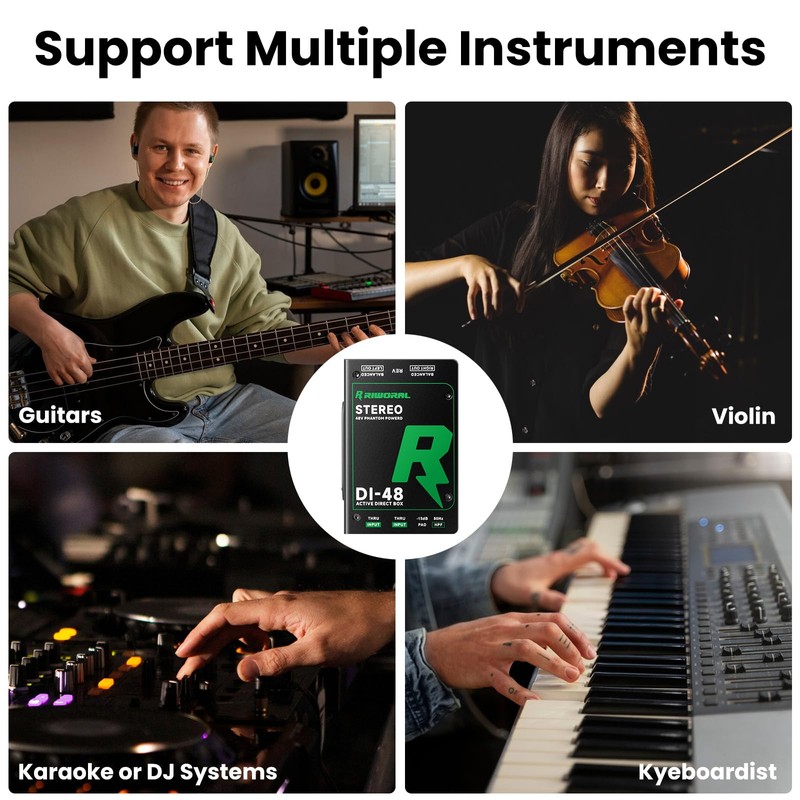 Direct Box with Dual 1/4” High-Impedance Stereo Inputs Di Boxes