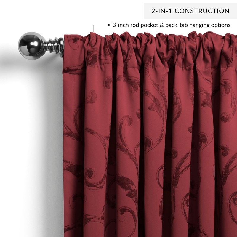 Elrene Home Fashions Mia Jacquard Scroll Blackout Window Curtain, 52"