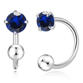 3mm Huggie Hoop Birthstone Earrings for Women Girl Hypoallergenic Minimalist Tiny Stud Earrings Boho Colored Screw Cartilage Earring Open Hoop Huggie Earrings (Silver, 9.Sep-Sapphire, silvery)