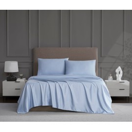 Linen Closet Luxury Cotton 1200 Thread Count Hotel Luxury 4-Piece Sheet Set, Full, Blue