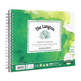 Daler-Rowney The Langton Cold-Pressed Watercolour 300gsm 10 x 7in Natural White Paper in a Spiral Pad, Acid-free, 12 Sheets, Ideal for Professional Artists
