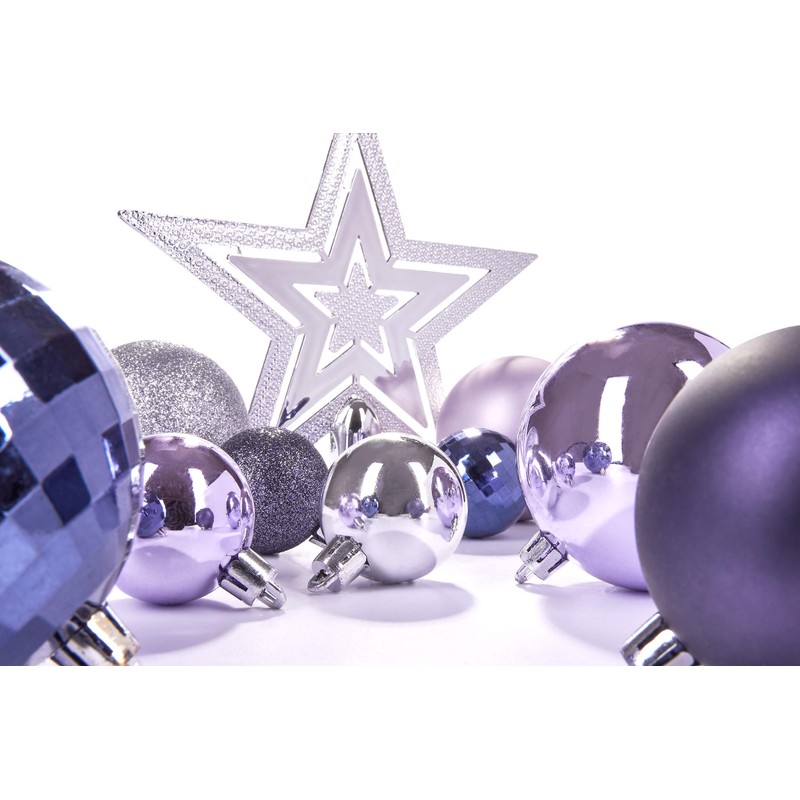 Brubaker, 50-Piece Christmas Baubles Set With Tree Topper - Artificial