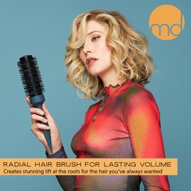 mdlondon BRUSH Radial 2 (43mm Dia. Barrel). Round Hair Brush to Curl & Volumise Mid-Length Hair. Round Hairbrush for Blow Drying. Round Blow Dry Brush - Genuine mdlondon Hairbrushes for Women & Men