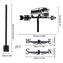 SUPERDANT Landbus Wetterfahne Landbus Windfahne Garten Wetterfahnen Wetterhahn Aus Schwarzem Gartenkunst Dekorschilder Dekorative Windrichtung Für Dach Hof Bauernhaus Außendekoration