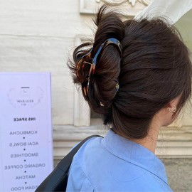 Sttiafay Large Claw Hair Clip - Brown Acrylic Geometric Big Hair Claw - Strong Hold - Oversized - Thick Hair Barrette - Headpiece - 1 Count (Pack of 1)