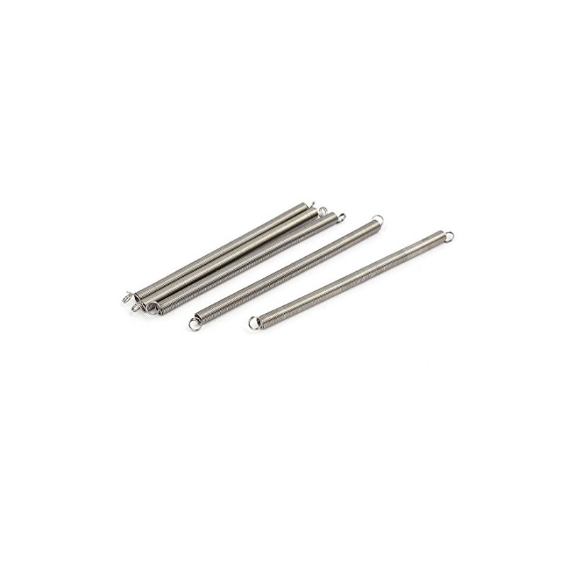 sourcingmap 0.3mmx3mmx60mm 304 Stainless Steel Tension Springs Silver Tone 5pcs