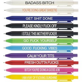 Cityhermit 11Pcs Funny Adult Ballpoint Pen Set, Premium Days of The Week Swear Cuss Word Pens for Office Gifts, Novelty Pens for Corworkers