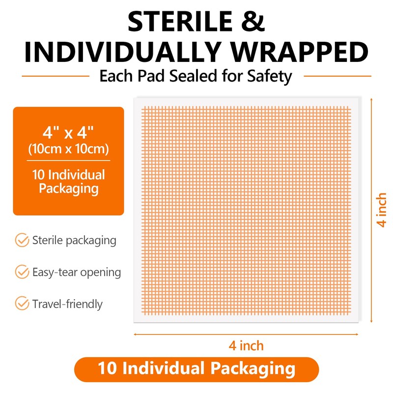 10 Pack Honey Wound Dressing,4'' x 4''Manuka Honey Gauze Dressing,Non-Stick
