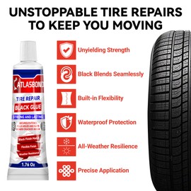 Tire Repair Glue, Professional Black Rubber Cement for Car, Motorcycle, Bike, Rc and More, Suitable for All Tire Types, Seamless Strong Bonding, Heavy Duty, Flexible, Waterproof, Weather Resistance