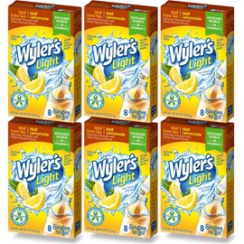 Wyler's Light Singles To Go Powder Packets, Water Drink Mix, Half Iced Tea & Half Lemonade, 8 Packets per Box (Pack of 6)