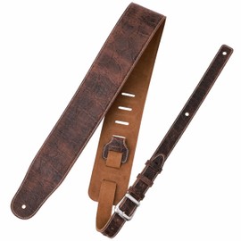 Nefelibata 3" Wide Extended Guitar Strap, Full Grain Cowhide Leather with Foam Padding and Detachable Extension Strap for Heavy Duty Guitars like Bass and Electric Guitar