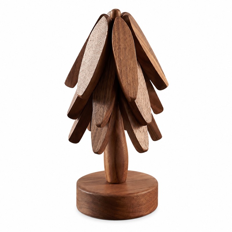 Tree Design Wooden Trivet Set for Hot Dishes – Decorative