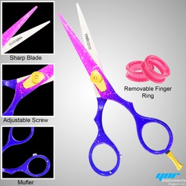 YNR Professional Hairdressing Scissors Set (5.5 Inch) Hair Cutting Scissor & Thinning Scissor Comb with Case Pink Purple– Perfect for Men, Women, Children, and Adults