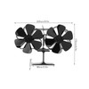 Double Heads Fireplace Fan 6 Blades Thermal Power Black Stove