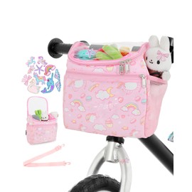 ANZOME Kids Bike Basket with Shoulder Strap, Unicorn Bicycle Basket with 10 Stickers, Waterproof Front Handlebar Bag, Kids Bike Accessories Gift for Girls Boys, Fits Most Bicycles, Scooter, Tricycle