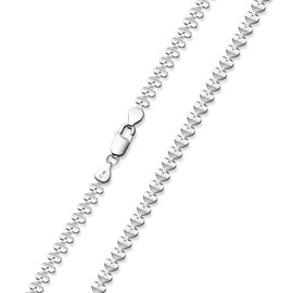 MATERIA Women's Necklace Titania Heart Necklace 5 mm 925 Sterling Silver 42-70 cm + Jewellery Box #K93, Sterling Silver, Titania