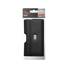 Reiko Horizontal Leather Pouch with Card Holder (6.05X3.18X0.67inch) - Retail Packaging - Black