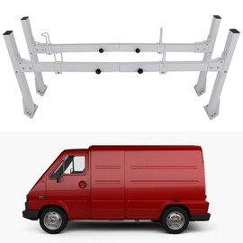 Aintier Universal 2 Bars Van Roof Mount Full Size Steel Ladder Rack for Chevy Express 1996-2018 with Rain Gutters