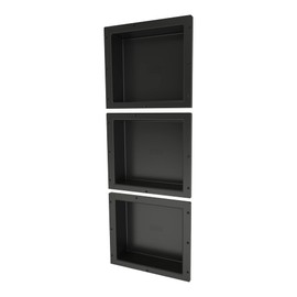 Tile Redi USA RNT1614S-14-14 Niche Triple Recessed Shower Shelf, Three Shelves, 42" H X 16" W, Black
