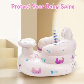 Inflatable Baby Seat for Babies Toddlers Floor Chair Sitting Up Pump Blow Up for Infant Ages 3 6 12 18 24 36 Months Boys Girls Portable Sofa Toys Activity (Cute Cat)