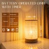 Battery Operated Lamp Boho Rattan Table Lamp with Timer, Battery