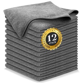 AI-PIKA 12pcs Paño de Limpieza de Microfibra,Súper Absorbente, Gris/30x30cm | Toallas Microfibra de Cocina, Trapos de Microfibra, Trapos de Limpieza p