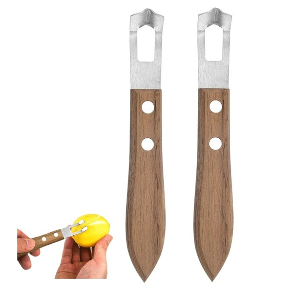 2Pcs Channel Knife Lemon Zester Tool Stainless Steel Citrus Peeler