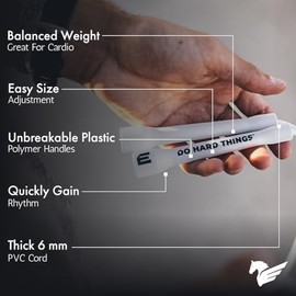 Elite Jumps - Cuerda de entrenamiento ajustable de PVC de 6 mm para fitness y cardio, cuerda de saltar para interiores y exteriores con asas irrompibl