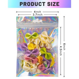 Resealable Holographic Bags 200 PCS (4 x 6 inches) Holographic Mylar Bags, Smell Proof Resealable Bags