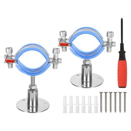 QUARKZMAN 4 Piece Pipe Bracket, Stainless Steel Wall and Ceiling Bracket, Pipe Bracket, Height Adjustable 30-50 mm for Outer Diameter Pipe 42-45 mm