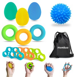 Homkuo Finger Trainer Kneading Ball Hand Trainer Set, 10 Pieces Finger Expander Hand Training Ball with 3 Strengths for Hands Therapy, Osteoarthritis Training, Strengthening Fingers and Hand for