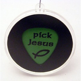 Pick Jesus Guitar Pick Ornament Green
