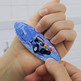 Beach Trip Surfing Surfer Dogs Double-Sided Oval Nail File Emery Board Set 4 Pack