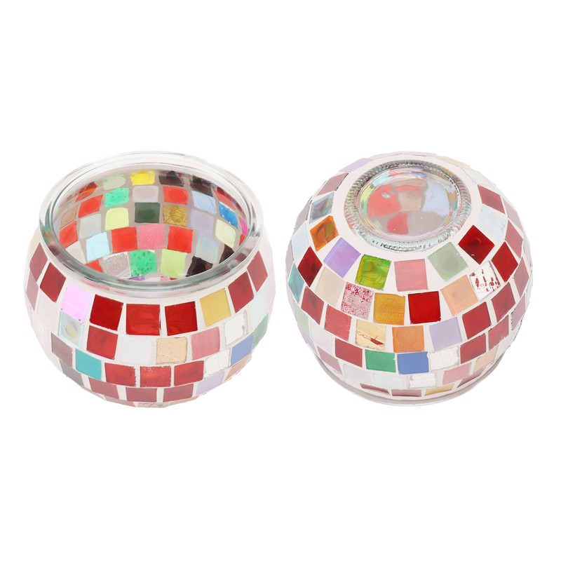 2PCS Mosaic Glass Tea Light Holder Romantic Deocrative Scented Candle