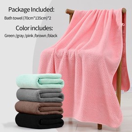 YURIRIA Toallas de Baño 2 Packs Superabsorbente Juego de Toallas Suave Toalla para Baño,Toallas de Microfibra para Cuerpo, Playa, Piscina, Gimnasio, SPA(Gris+Rosa)