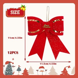 KFSCIP 12 Pcs Christmas Bows, Christmas Tree Bows, Red Bows For Christmas Tree, Red Christmas Bows, Bows For Christmas Tree, Christmas Bow Christmas Bows Decorative Xmas Decor Wreath Ornament