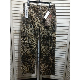 VIP Jeans Womens Pants Size 11 Brown Black Animal Print Stretch Pockets Cargo