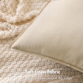 MIULEE Pack of 2 Beige Pillow Covers 20x20 Inch Decorative Couch Throw Pillow Covers Linen Cushion Covers Set Modern Farmhouse Home Decor for Sofa Living Room Bed
