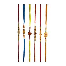 Rakhi 6 Pc Designer Rakhi For Brother Dora Pattern Rakhi For Bhaiya & Bhabhi|Bracelet for Boy's & men| Rudraksh Rakhi|Rakhi Combo For Brothers|Best Rakhi For Brother Rakshabandhan