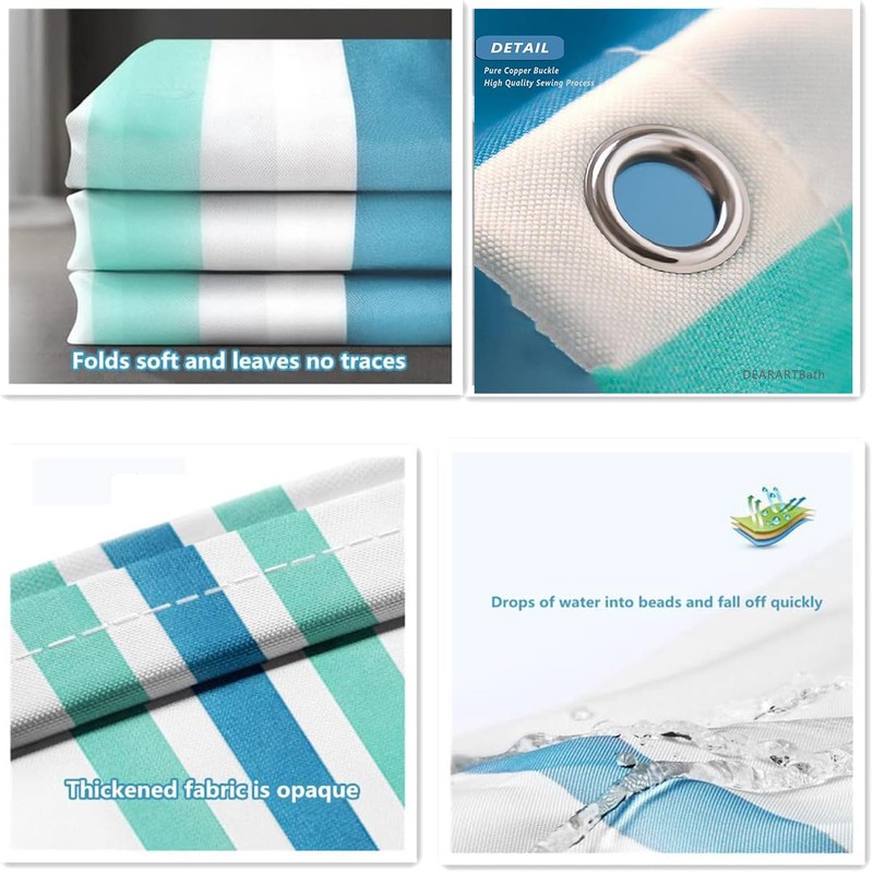 Cawtiuly Modern Linear Pattern Minimalist Shower Curtains Waterproof Washable Fabric