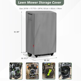 SoloToo Lawn Mower Cover Waterproof, Universal Fit for 20-21 Inch Folding Cordless Lawn Mowers, Durable Outdoor Storage Protector (Grey)