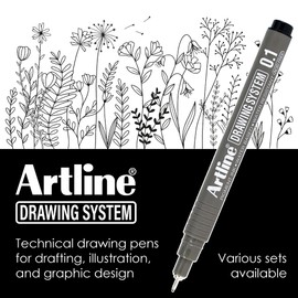 Artline 0.1mm/ 0.3mm / 0.5mm Drawing System - Black (Wallet of 3)
