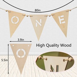 Wood One High Chair Banner - Wooden Cutout One Logo Letters Banner For 1st Birthday Party, Wood One Party Decorations, 1st Birthday Party Supplies, One Birthday Garland, Photo Prop
