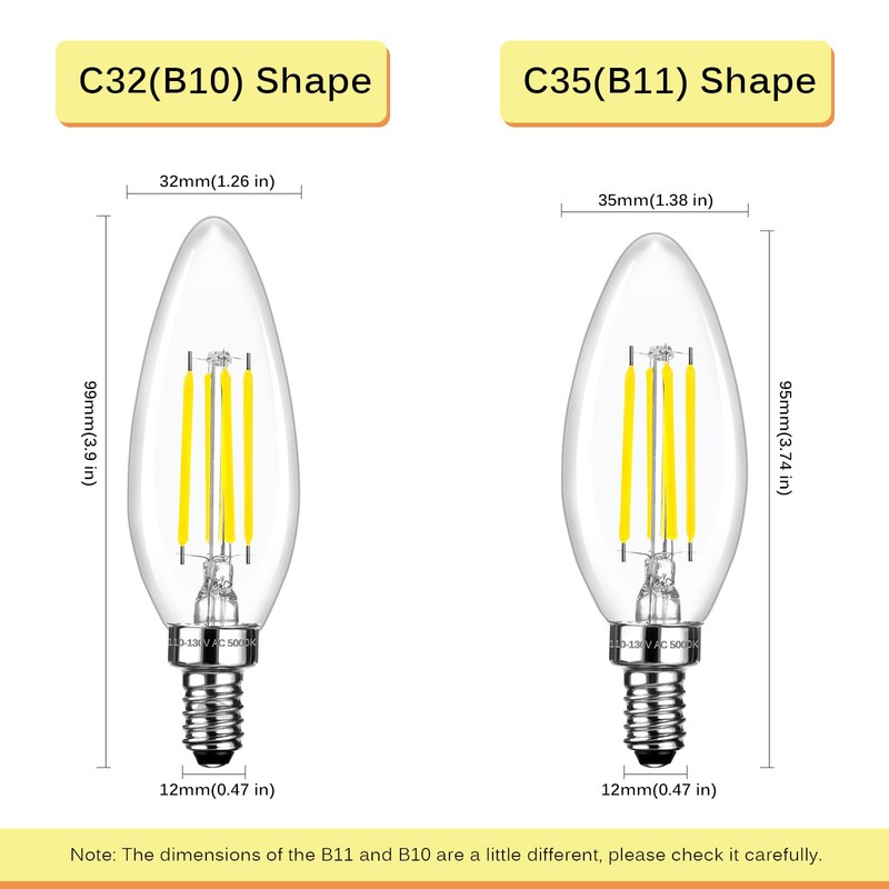 Brtstiun C35 Dimmable LED Candle Light Bulbs 40 Watt Equivalent,
