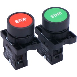 Tiass/AC 660V 10A Momentary Start/Stop Red Green Sign NO NC Push Button Switch HB2-Start/Stop