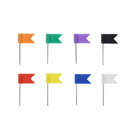 QWORK® 160 Pcs Multicolored Map Pins, Flag Push Pins Map Tacks with Steel Point for Pinboards and Maps at Home Office School (8 Assorted Colors)